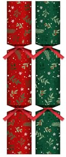 RSW Christmas 50 x 11 Inch Eco Red & Green Holly Crackers – Catering Bulk Pack for Large Family Gatherings, Parties & Restaurants – Plastic Free Christmas Table Decoration