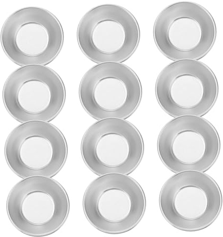 MUCKLILY 25 Moldes Redondos para Tartaletas de Huevo de Aleación de Aluminio, Fácil de Limpiar Rápida Conductividad Térmica, Pack de 25 Piezas para Hornear Tartas Pequeñas