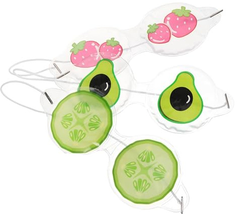 VILLFUL Cooling Ice Eye Masks Lightweight and Long Time Using 3pcs Reusable Pvc Sleeping Eye Masks with Cute Decorative Style for Kids for Families and Trains