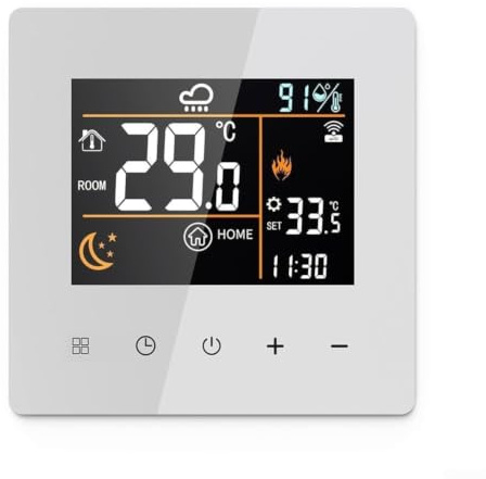 ZUZZEE Termostato programable WiFi con Pantalla LCD y protección anticongelante, para Sistemas de calefacción Inteligentes Tuya (blanco-3A)