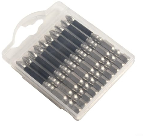 Lot de 10 embouts de tournevis magnétiques cruciformes en alliage d'acier robuste pour tournevis électriques (65 mm)