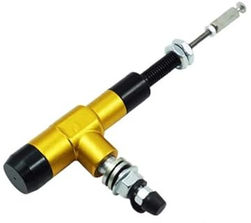 Bremspumpe M10x1,25mm Universal Motorrad Hydraulische Kupplung Effiziente Transfer Pumpe Master Zylinder Stange System Hintere Fußbremspumpe(Gold)