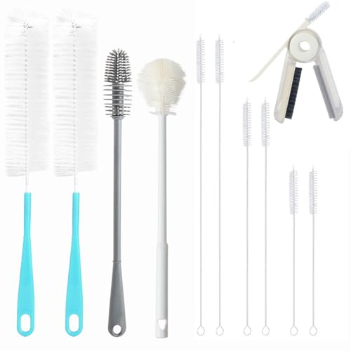 Ucatcher 11Pcs Bottle Brushes Set Long Handle Non-Scratch Bottle Cleaner Brush Straw & Cup Lid Cleaning Brush for Narrow Neck Bottles, Water Bottles, Flask, Pipes, Drinking Glasses