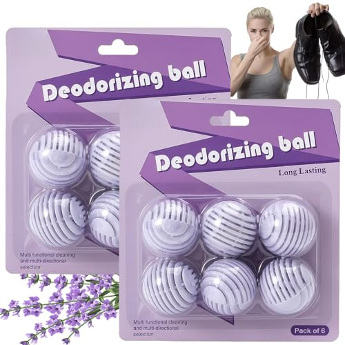 12PCS Shoe Deodorizer Balls,Shoe Fresheners,Shoe Odor Eliminator,Air Freshener,Long-Lasting Foot Deodorant for Smelly Football & Basketball Shoes,Effective Shoe Smell Remover,Eliminate Odor#Purple