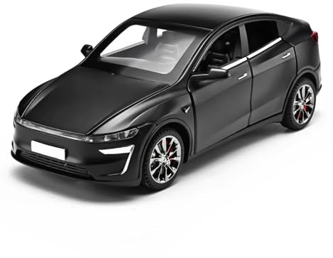 1:32 per Model Y, modello di auto in lega con suoni e luci, giocattolo da collezione (batteria non inclusa)(Black)
