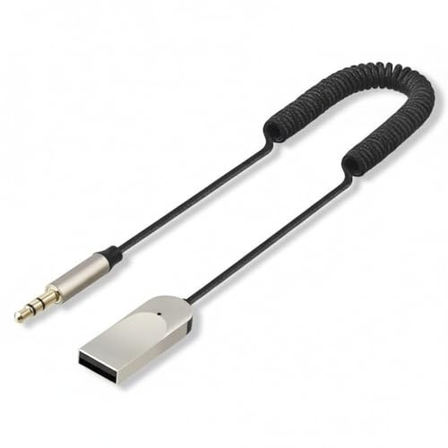 VertexOval Adaptateur Bluetooth 5.4 Voiture Jack 3.5mm, Récepteur Audio Auxiliaire USB sans Fil avec Micro Intégré, Kit Main Libre pour Autoradio et Enceinte, Dongle Hi-Fi Coque Métal Câble Extensible
