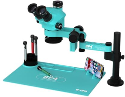 Microscopio trinoculare stereo con braccio articolato a rotazione 360°, supporti per saldatura PCB e riparazione telefonica, termocamera 4K C39 (set 7050PR0-F019-4KC1PRO)