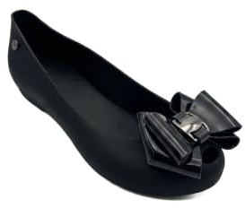 Women's Bow Jelly Ballet Flats Black Peeptoe Slip On Ballerina Shoes