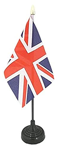 AZ FLAG - United Kingdom Table Flag 4'' x 6'' - British Mini Desk Flag 100% Polyester 15 x 10 cm - Office Mini Banner with 10'' Pole - Golden Spear