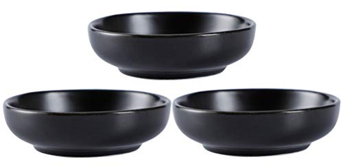 UPKOCH 3pcs Keramik Dipschalen Runde Dippschälchen Servierschalen Obstbehälter Dessert Dipschale Snackschale für Sojasauce Dip (Schwarz)