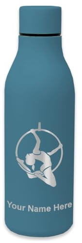 LaserGram Double Wall Stainless Steel Water Bottle, Aerial Hoop, Personalized Engraving Included (Slate Blue)