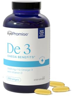 De3 Occasional Eye Dryness rTG Omega 3 Supplement, 270 Count, 90-Day Supply