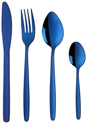 Buyer Star Ensemble de couverts en acier inoxydable - Bleu - Classique - Basique - Fin - Service de table pour 6 personnes - Pour restaurant ou hôtel