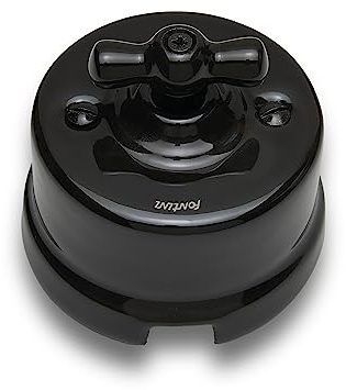 FONTINI - Interrupteur Va & Vient Porcelaine Noire 10A-250V