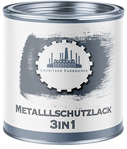 Lausitzer Farbwerke Metallschutzlack 3in1 SEIDENMATT Olivgrün RAL 6003 Grün 3-in-1 du sparst dir Anti-Rost-Produkte Metallfarbe Metalllack Farbe für Metall Stahl Eisen Zink Aluminium (1 L)