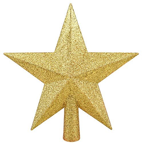 Livder 20,3 cm Christbaumspitze Krone Glitzer Stern Dekoration (Golden)