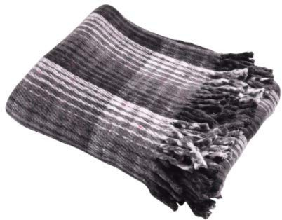 Hugger Mugger Recycled Plaid Yoga Blanket - Black - Use as a Yoga Prop, Made from Recycled Materials, Very Soft, Supportive, Extra Thick, Warm and Cozy