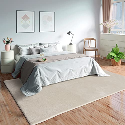 Mia's Teppiche Olivia - Alfombra para salón, Color Beige, 240 x 340 cm, Moderna, Suave, Monocolor, mullida, Pelo Corto (19 mm), Antideslizante, Lavable hasta 30 Grados, 100% poliéster