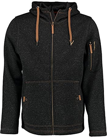 TOM COLLINS Herren Fleecejacke Freizeitjacke Zipper hochgeschlossen mit Kapuze Vazabi, Größe:XL, Farbe:anthrazit