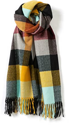 Villand Damen Wollschal - Winter Warm Karierte Schals für Damen, Große Weiche Dicke Tücher Und Wraps Mit Geschenkbox (Herbst kariert)