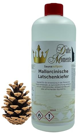 Dufte Momente | Saunaduft Konzentrat Latschenkiefer 1 Liter | naturreine und natürliche ätherische Öle | für Finnische Sauna, Banja, Biosauna, Sanarium, … | vegan und ohne Tierversuche