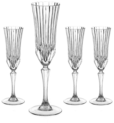 DIAMANTE Champagne Prosecco Flutes 'Biba' Vintage Style - Made from Premium Lead Free Crystal - Set of 4 (4038.414)
