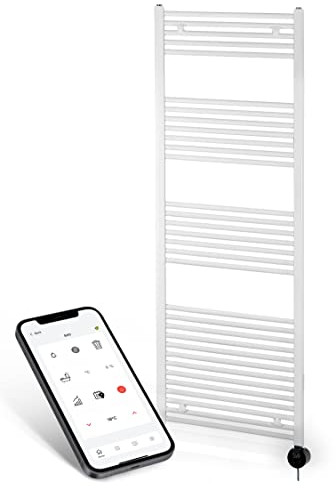 anapont elektrischer Badheizkörper - W-LAN WiFi steuerung per APP - Handtuchheizkörper - Badheizung elektrisch - Handtuchheizung - Made in Germany…r - gerader Handtuchwärmer Weiß 1775 × 600 mm