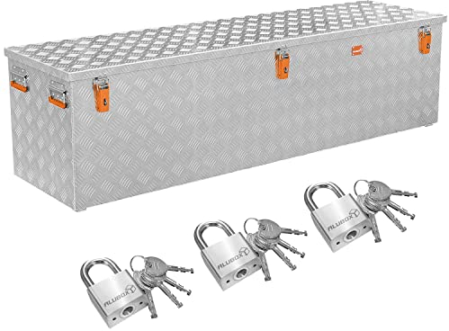 Alubox Werkzeugtruhe ABX-R470 Aluminium Riffelblech Werkzeugkiste Transportkiste 470 Liter PROMO inkl. 3 Edelstahl Schlösser