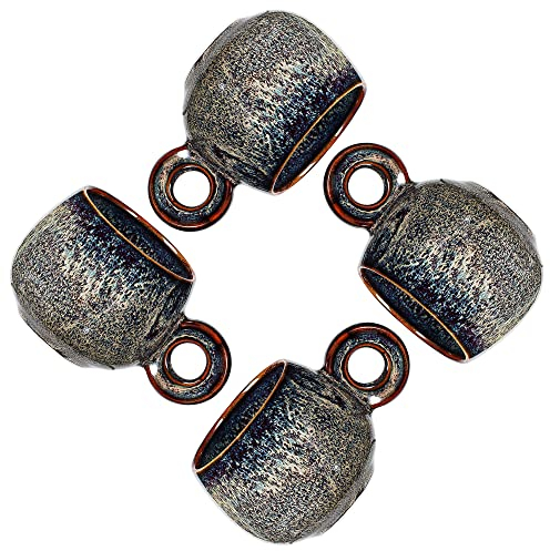 KYBSCZ Ceramic Espresso Cups Set of 4, 3 Ounces Demitasse Cups, Porcelain Mini Coffee Cups, Small Ceramic Cups Set Made by Fambe Reactive Glaze,Caramel Brown