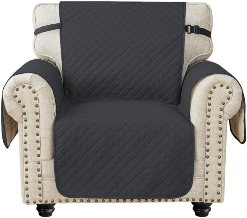 Ystyle Sofa Überzug 1 Sitzer - wasserdichte Sofabezug Mit Armlehnen, Sofaschoner rutschfest, Sofaüberwurf, Couch Überzug, Sofaschutz, Sofa Cover Protector Für Haustier Katze Hunde, Dunkelgrau