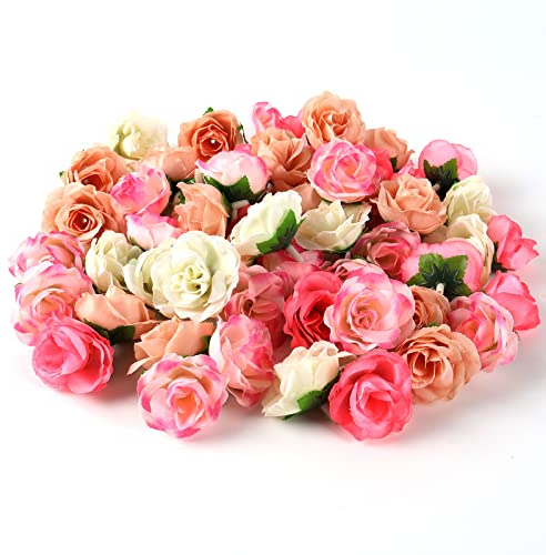 GEFIRE 80 Stück Künstliche Blumenköpfe Kunstblumen Blütenköpfe Rosen Köpfe Rosen Kunstblumen Gefälschte RosenKöpfe Kunstrose Künstliche Rosen Deko für Hochzeit DIY Party Deko (4 Farben)