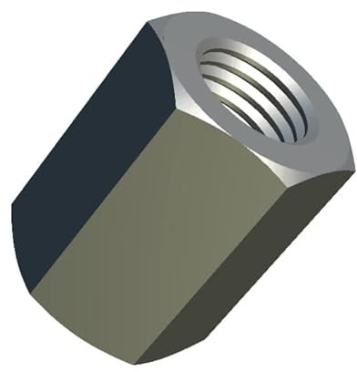 M6 Sechskant-Kupplungsmuttern aus Edelstahl (18mm 10mm), Rostfreier Stahl Langer Stab Sechskantmutter, Überwurfmuttern, Gewindestangenmuttern DIN 6334, Lange Stangenmuttern, (10 St)