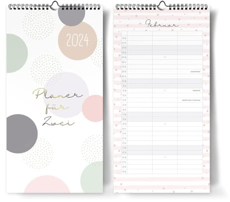 Grätz Verlag Wandkalender für Zwei 2024 I Großer Partnerkalender als Monatskalender mit 3 Spalten I Familienkalender zum Aufhängen I Extraseiten für den Jahresüberblick und die Urlaubsplanung