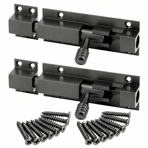 QWORK® 2 teilige 130x37mm Türriegel aus Aluminiumlegierung, Schwere Riegelschloss für Türen, Fenster, Gartentor und mehr