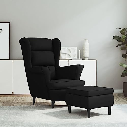 ZQQLVOO Clubsessel Lounge Cocktailsessel Wohnzimmer Lounge Sessel Küchenstühle Ohrensessel mit Hocker Schwarz Samt Geeignet für Wohnzimmer Schlafzimmer Esszimmer