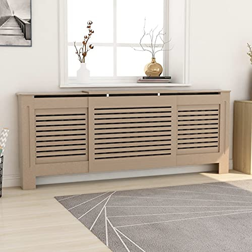 Festnight Heizkörperverkleidung Groß Modern MDF142-205 x 20,5 x 82 cm Heizkörper Abdeckung für Wohnzimmer/Schlafzimmer/Küche