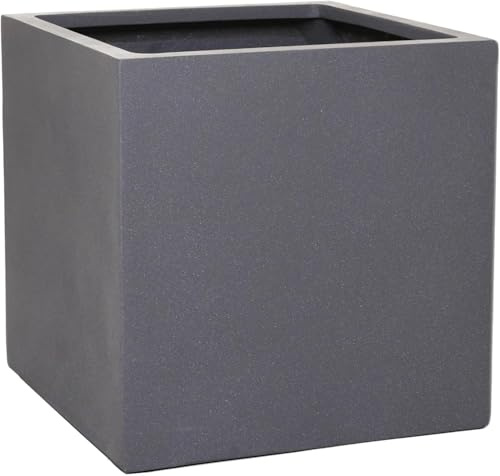 VIVANNO Pflanzkübel Block - 40x40x40 cm - Blumenkübel Quadratisch Fiberglas | Frostsicherer Pflanzwürfel in Graphitgrau, 64 Liter Volumen, Wetterfest für Garten, Terrasse und Innenbereich geeignet