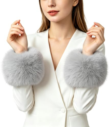 Lina & Lily Damen Winter Armstulpen Manschetten Pulswärmer Kunstfell