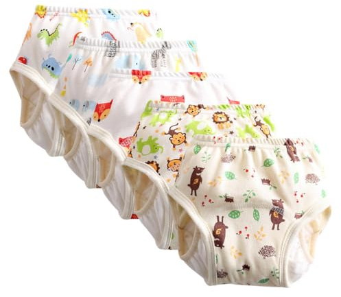 AOOPOO Töpfchen Trainingshose, 5er-Pack Baby Trainingshosen Töpfchen Unterwäsche Kleinkind Windelhosen Baby Mädchen Jungen Töpfchentraining Unterhosen Unterwäsche für Baby Kinder 6 Monate-5 Jahre