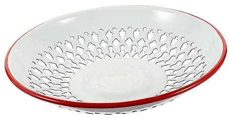 Cabilock 1 Pc de vidange en émail bol à pain ventilé panier de vidange de légumes barquette frites barquette de frite red panier à linge fruit plaque de lavage en émail Métal, D8QW23XTT7BF14XZ022OEV6J