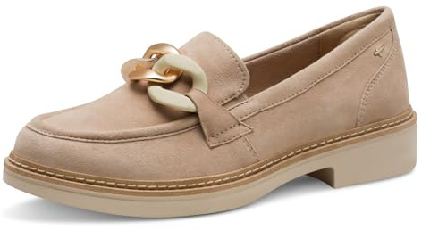 Tamaris Comfort Damen Slipper aus Leder Elegant, Beige (Beige Suede), 39 EU