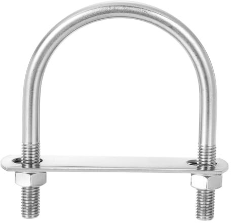 sourcing map Runde U-Bolzen Bolzenanker U-Bügel, 8 Sets, 89 mm Innenbreite 123 mm Länge, M10 304 Edelstahl, U-Klemmschraube mit Muttern und Platten, für Bootsanhänger