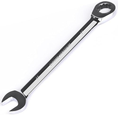 Egofine 1 inch Ratcheting Combination Wrench SAE, Industrial Grade Gear Spanner with 12-Point Design, 72-Tooth Ratchet, Chrome Vanadium Steel