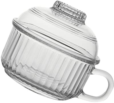 Cabilock Taza De Fideos Instantáneos De Vidrio Con Tapa Tazón De Cereal Decorativa y Práctica