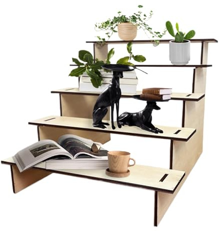 FASSME Risers Display Stands | 5-layer Flowerpot Riser Holder,Rustic Home Decoration Organizer Rack for Cupcakes, Toys, Figurines, Book