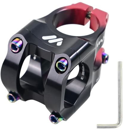 ROADNADO Potencias MTB 31,8mm Vástago de Manillar 35mm Potencia MTB Corta Aleación de Aluminio CNC Potencia Ligera para MTB, BMX, Bicicleta de Montaña, Bicicleta de Carretera (Rojo Negro)