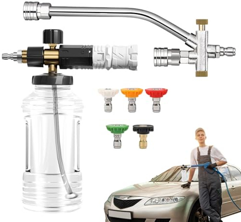 Spruzzatore per lavaggio auto, spruzzatore di sapone per auto, kit di fissaggio a pressione con ugello a spruzzo, modalità regolabile, per camion, esterni, prato, casa, lavaggio auto