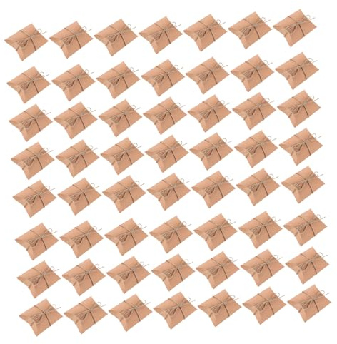 Hemobllo 50stücke Kissenschachtel Aus Kraftpapier Faltbare Bonbonschachtel Mit Juteseil Kleine Geschenkboxen Für Hochzeit Geburtstagsparty Partygeschenk Diy Süßigkeitenschachteln