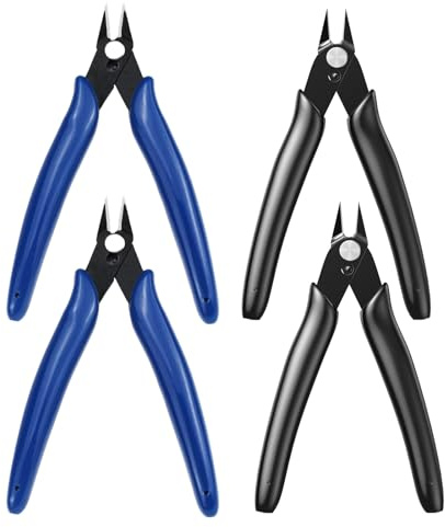 Wire Cutters, Side Cutters, 4 Pack Side Cutters, Wire Cutters Small for Electrical Work, Jewelry Making, and DIY Projects, Small Steel Wire Cutters with Comfort Grip