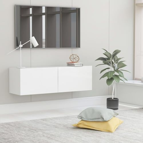 Gecheer Mobile Porta TV Bianco 100x30x30 cm in Legno MultistratoParete attrezzata per televisore con illuminazione